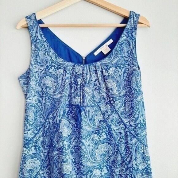 NOUGAT LONDON Sleeveless Mini Dress Floral Paisley Blue Sz 2 - Picture 3 of 11